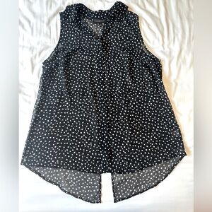 Black Small Polka Dot sheer open back tank